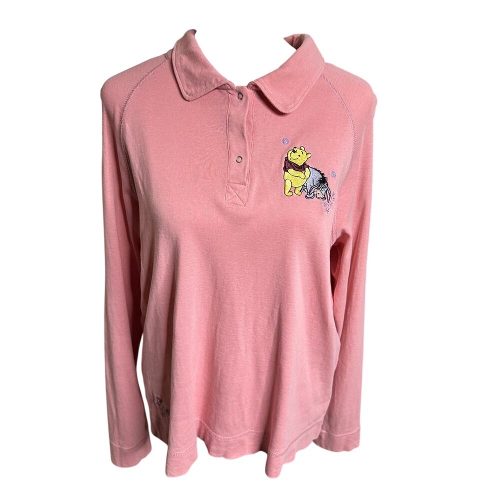 Vintage Disney Store Winnie the Pooh Embroidered Pink Polo M